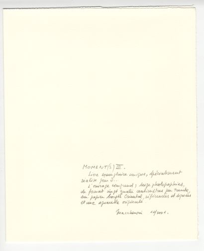 null Henri MACCHERONI. Moment(s) III, 2001. In-folio of 38 leaves, 32,5 x 27 cm,...