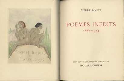 null Pierre LOUŸS - Édouard CHIMOT. Unpublished poems. Poésies libres 1887-1924....