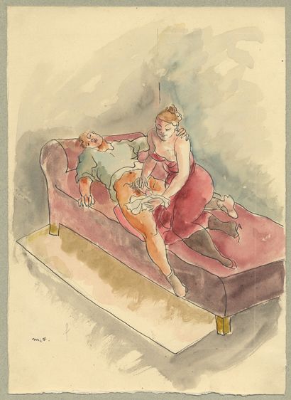 null Maximilian FLORIAN (1901-1982). The Soiled Handkerchief, ca. 1930. Ink and watercolour...