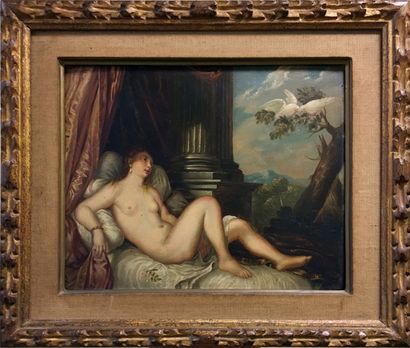 null Italian school of the 19th century, after Titian. Venus with Doves, ca. 1860....