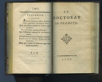null CURIOSA. [ANDRÉA de NERCIAT]. Le Doctorat in-promptu . [Paris] 1788. ln-12 de...