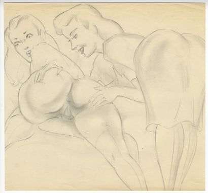 null [Gert GAGELMANN (actif en 1940-1950)]. Environ 40 esquisses au crayon, dessins...