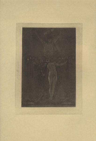 null Félicien ROPS. Le Calvaire, series of Sataniques, plate n° V, soft varnish on...