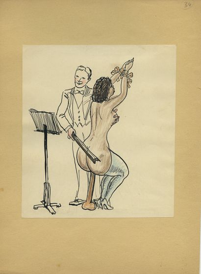 null Henrik MAJOR (1895-1948). Musicians, ca. 1930. 10 inks and coloured pencils,...