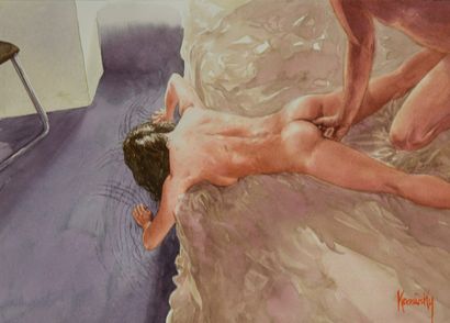 null Jean-Paul KRASSINSKY (born in 1972). The Carpet, circa 2015. Watercolor drawing...