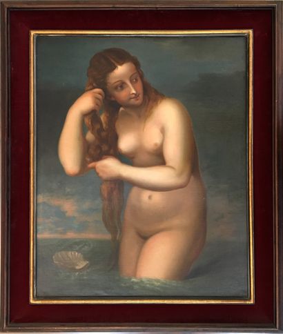 null Italian school of the 19th century. Venus anadyomene, ca. 1860. Oil on canvas,...