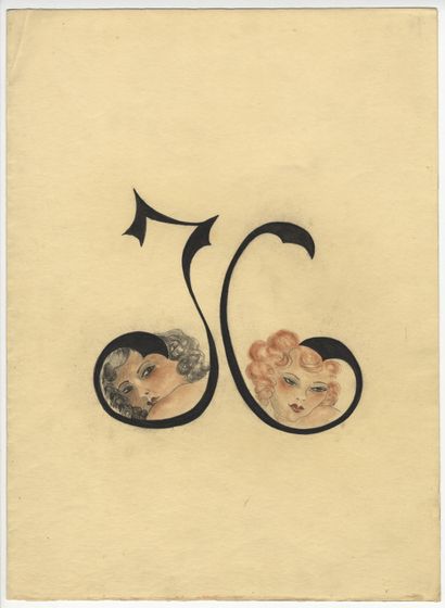 null [2 ORIGINAL DRAWINGS by Édouard CHIMOT, or in the entourage of]. CATS] Fervent...