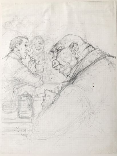 null Henri PRIVAT-LIVEMONT (1861-1936). The Boche Series, 1914-1916. Graphite drawing,...
