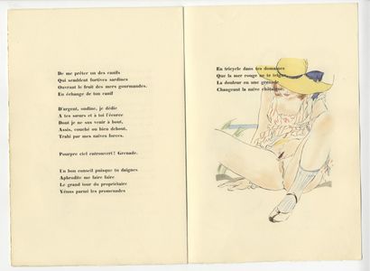 null [ROJAN] Raymond RADIGUET. Vers libres, Champigny, au panier fleuri [1935]. In-4...