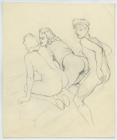 null [Gert GAGELMANN (actif en 1940-1950)]. Environ 70 esquisses au crayon, dessins...