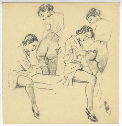 null [Gert GAGELMANN (actif en 1940-1950)]. Environ 40 esquisses au crayon, dessins...