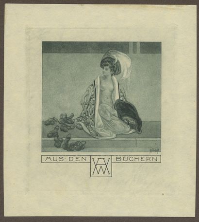 null CURIOSA. [Franz von BAYROS] Ex-libris vers 1900. Portefeuille in-4, 24,5 x 22...