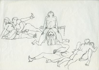 null 
Dans le goût de Tomi UNGERER (1931-2019). Put it in Harry!, vers 1980. 3 dessins...