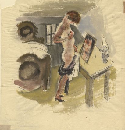 null Otto Rudolph SCHATZ (1900-1961). Maid's room, ca. 1930. Watercolour drawing,...