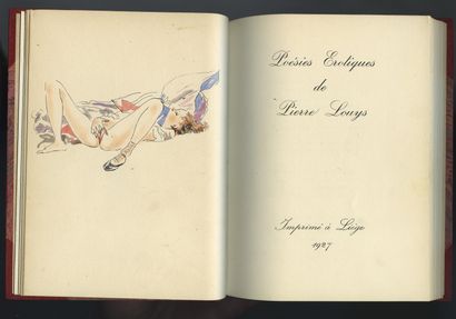 null Original drawing by ROJAN]. Pierre LOUŸS. Erotic poems. Printed in Liège, 1927...