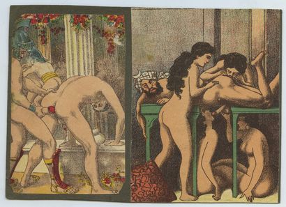 null [ESPAGNE]. Scènes de genre, vers 1900. 9 lithographies en couleurs, formats...