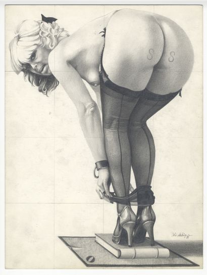 null Loïc DUBIGEON (1934-2001). Drawing to illustrate Histoire d'O, 1981. Graphite,...