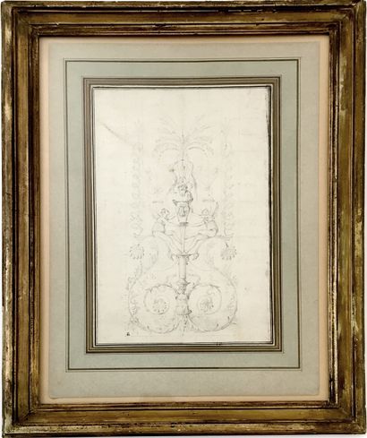 null Unidentified artist]. Projects of decorative elements, fauns and winged female...