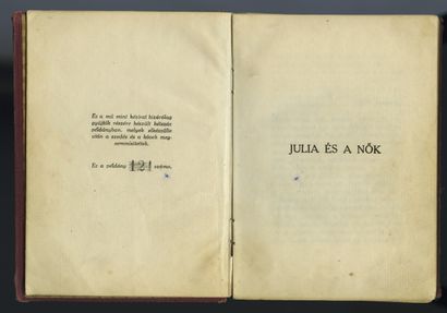 null Unidentified Hungarian author]. Julia és a nök [Julia and the woman]. In-12...