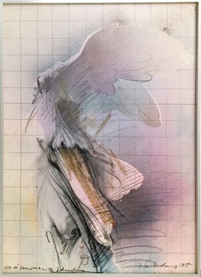 null Gaetano BODANZA (born 1950). Nike of Samothrace, circa 1990. Airbrush, 70 x...