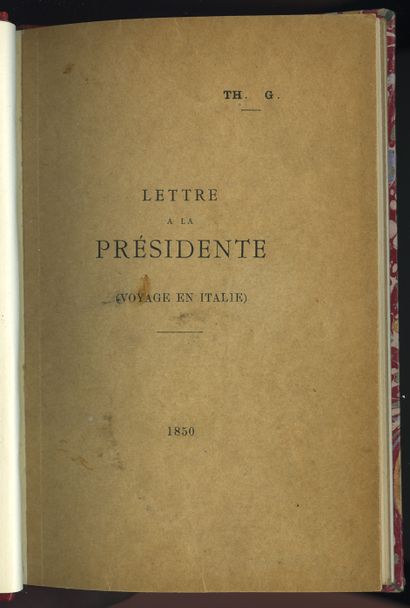 null [Théophile GAUTIER (1811-1872)] Théophile G...... Lettre à la Présidente (Voyage...