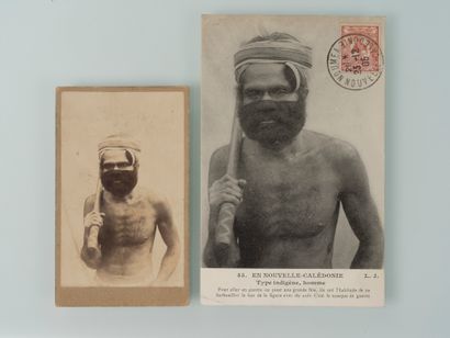 null Photographe non identifié. Portrait d’un guerrier kanak de Nouvelle-Calédonie....