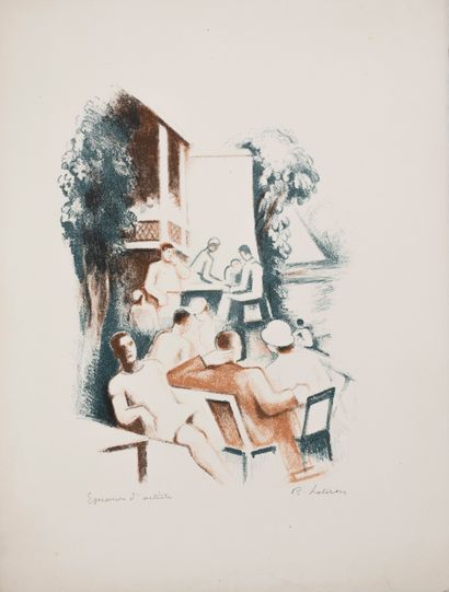 null Lotiron Robert (1886-1966)


Scene of a café


Color lithograph on BFK Rives


Signed...