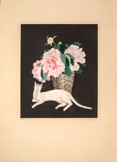 null Okanouye Riu (1920-1940)


Cat with Peonies


Aquatint


Signed lower right,...