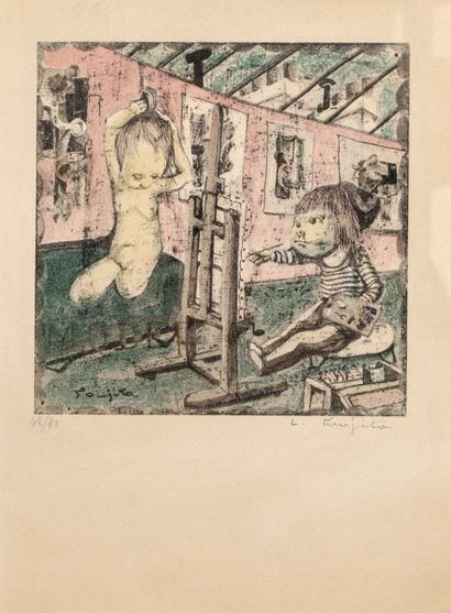 null Foujita Léonard Tsuguharu(1886-1968)


Le peintre et son modèle


Bois gravé


Signé...