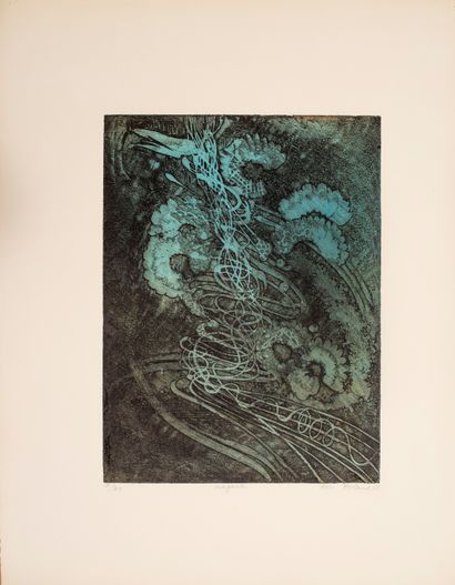 null Roland Aki (XXe)


Nagarée


carborundum


Datée 1965, numérotée 2/20, titrée...