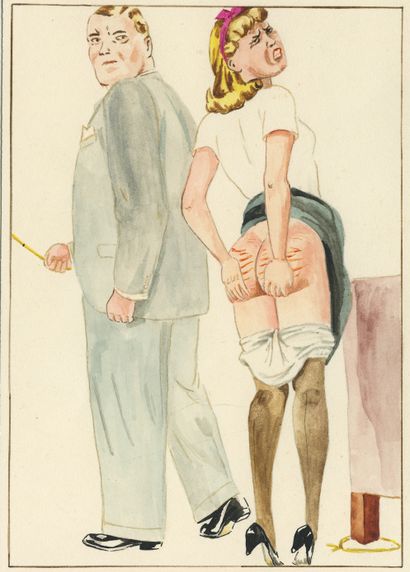 null [Artiste amateur non identifié]. Flagellations, vers 1930. 8 dessins originaux...