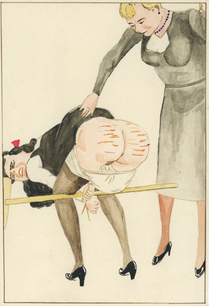 null [Artiste amateur non identifié]. Flagellations, vers 1930. 8 dessins originaux...
