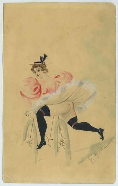  Georges MOUTON. Parisiennes, vers 1900. 8 dessins à la gouache et à l'aquarelle,...