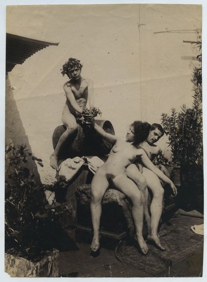 null Vincenzo GALDI (1871-1961), attribué à. Étude de nus, vers 1910. Épreuve d'époque...