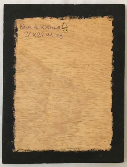 null Katia de KIRIKOS. Étude de nu au miroir, vers 1980. Huile sur bois, 31 x 24...