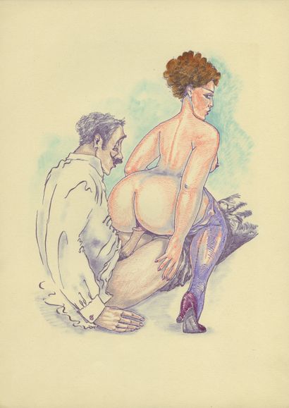 null [Unidentified Austrian Artist]. Austrian manners, ca. 1930. 9 prints heightened...