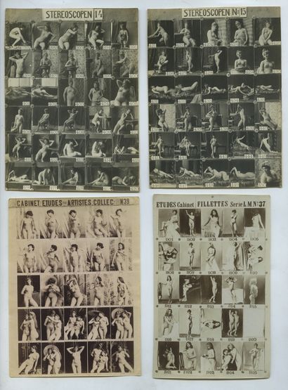 null [Photographes non identifiés]. Études pour artistes. 6 planches catalogue, cartes...