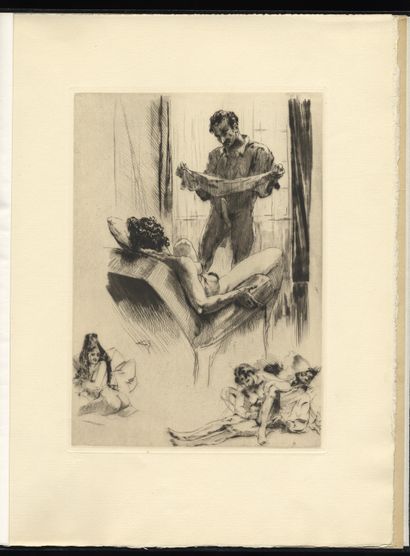 null Alméry LOBEL-RICHE (1870-1950). Intimate arabesques. Modern black cardboard,...
