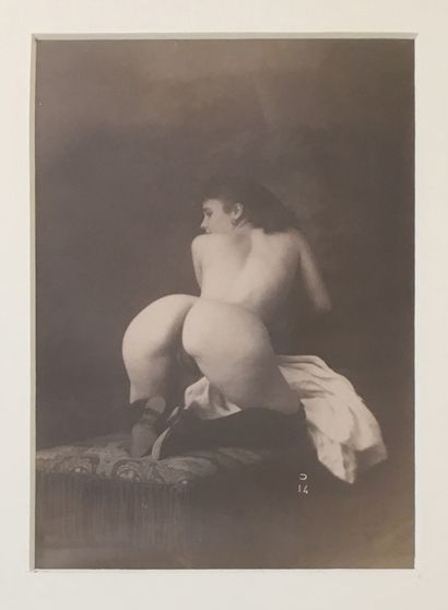 null FIRST PORNOGRAPHER. Nude from behind, ca. 1870. Vintage silver print, 20.5 x...