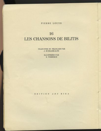null Pierre LOUŸS - Sigismunds VIDBERGS (1890-1970). Bilitis dziesmas [Les Chansons...
