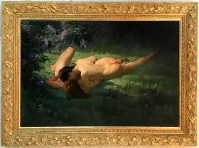  Casimir BRAU (1878-1934). Les Femmes damnées, vers 1900. Huile sur toile, 64 x 100...