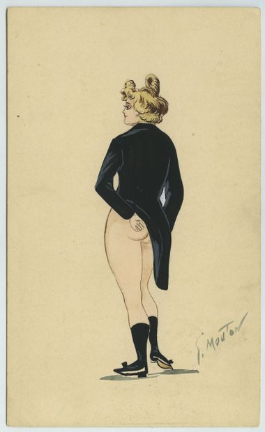  Georges MOUTON. Parisiennes, vers 1900. 8 dessins à la gouache et à l'aquarelle,...