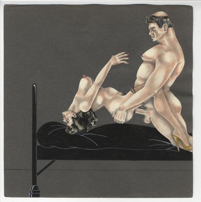 null [Unidentified artist] Confessions, ca. 1940. 14 drawings, gouache, pencil and...