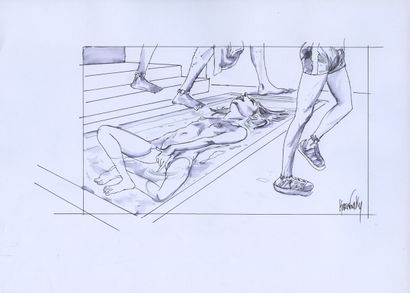 null Jean-Paul KRASSINSKY (born in 1972). 5 drawings in pencil or ink on paper, 21...