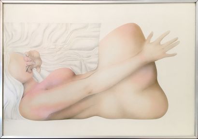 null Yvon ADAM. Nude. Drawing, 71 x 108 cm. Signed lower left. Dated 6/71.