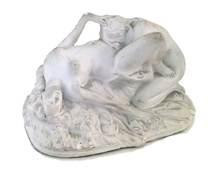  Jef LAMBEAUX (1852-1908). Les Deux Amies, première moitié du xxe siècle. Plâtre,12,5...