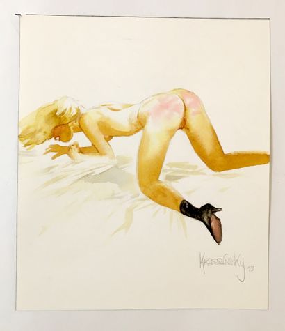 null Jean-Paul KRASSINSKY (born 1972). The Pink on the Buttocks, 2013. Watercolor...