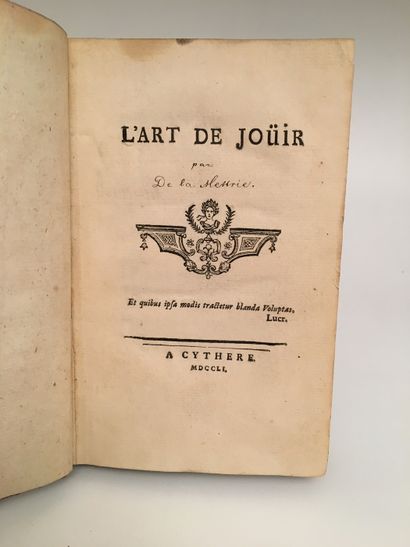 null L'Art de jouir. Cythère, 1751. In-12 de 136 pages, veau brun, dos à nerfs orné,...