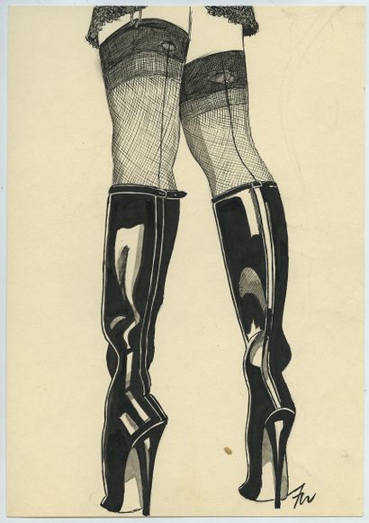 null [SADI-MAZO & others] Domination and Flogging, ca. 1930-1950. 7 drawings, pencil,...