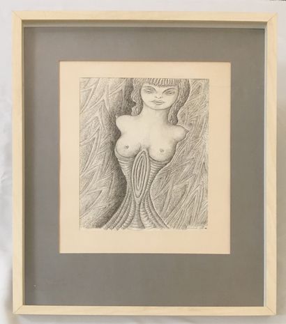 null Armand SIMON (1906-1981). Étude de nu, 1967. Encre de chine, 27 x 21 cm. Signée...